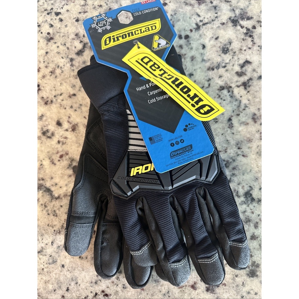New Ironclad CCG2-06-XXL Cold Condition XXL Synthetic Leather Black Work Gloves